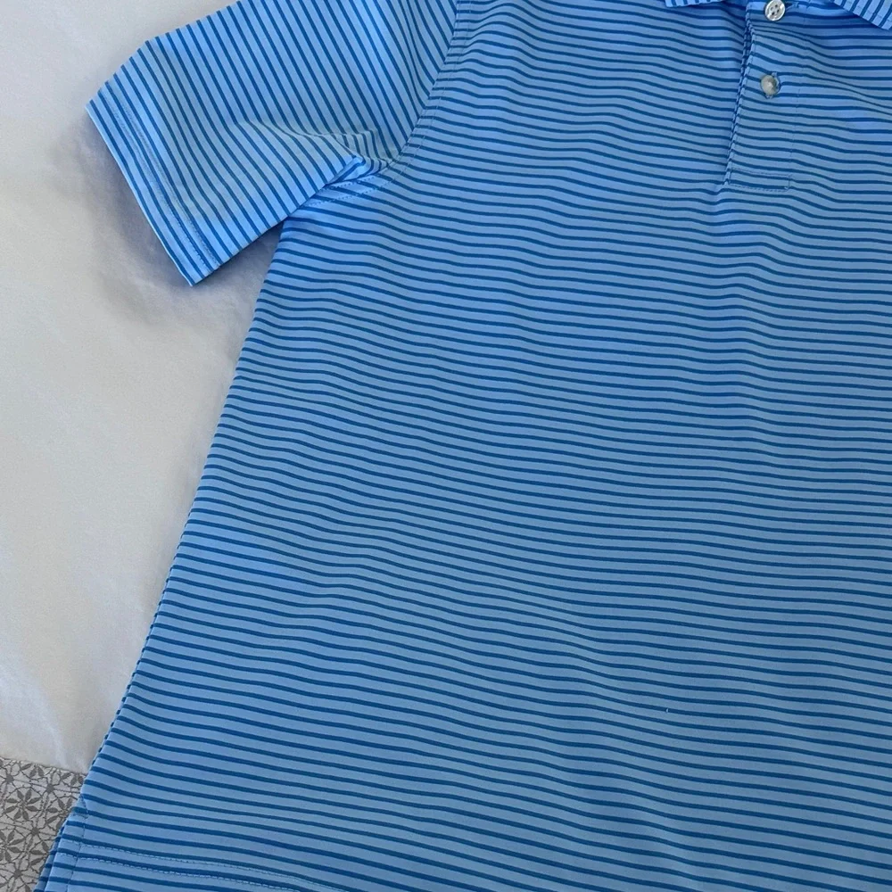 Vineyard Vines Kids Light Blue Polo with Navy Stripes - Picture 4 of 4
